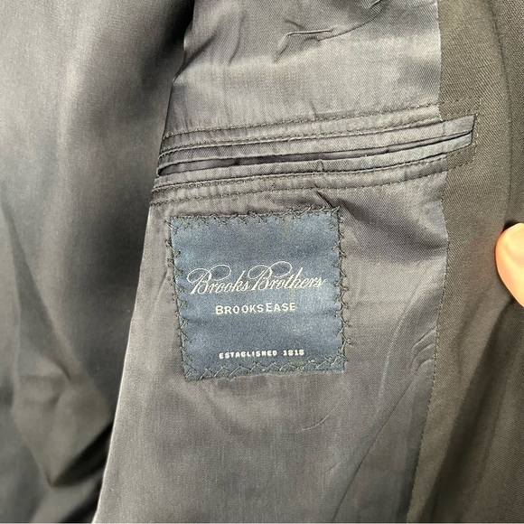 Vintage Brooks Brothers Black BrooksEase Wool Suit Blazer Jacket Size 40L - Picture 9 of 10